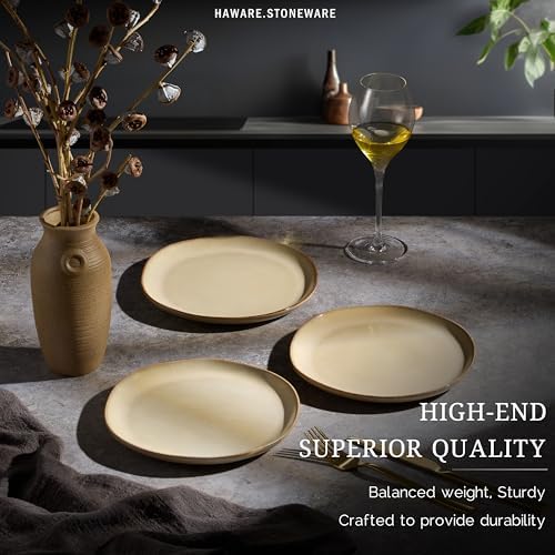 HaWare Stoneware Salad Plates Set of 6, 7.9” Heavy Duty Ceramic Plates, Reactive Glaze Dinnerware for Home Restaurant, Chip and Scratch Resistant, Microwave and Dishwasher Safe, Reactive Sandy Khaki - Image 5