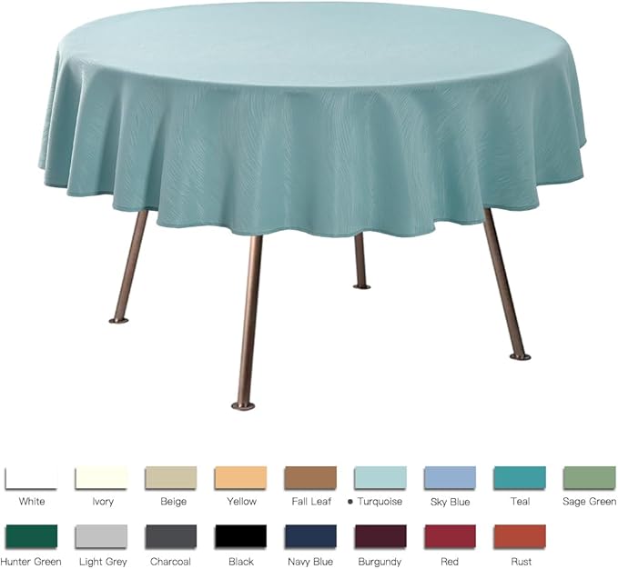 maxmill Jacquard Round Table Cloth Swirl Design Waterproof Antiwrinkle Spillproof Heavy Weight Soft Tablecloth for Circular Table Cover and Kitchen Dinning Tabletop Round 70 Inch Turquoise
