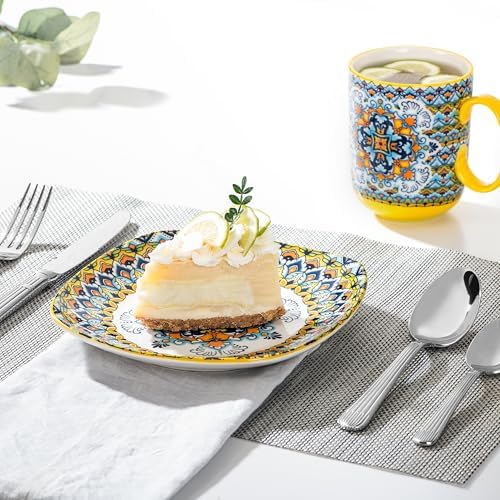 Boho Ceramic Dessert Plates Set of 6, 7.3 Inch Square Appetizer Plates - Image 7