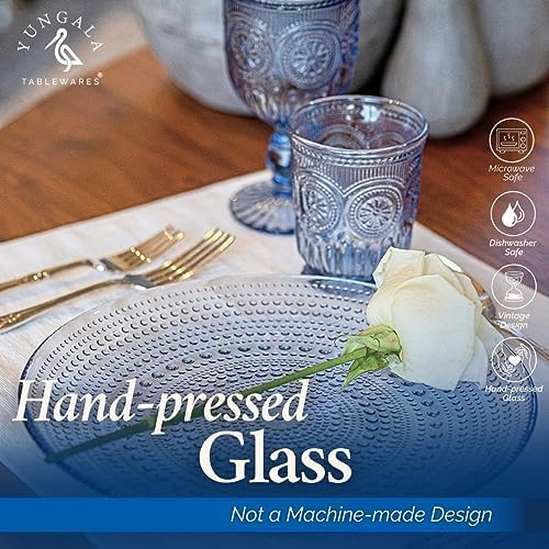 Blue Hobnail Dinner Plates Set of 4 Pressed Glass 10.5 Inch - Image 5