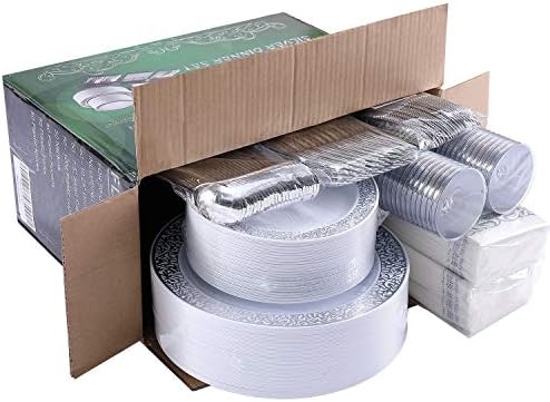FOCUSLINE 350 Pieces Silver Dinnerware Set for 50 Guests - Image 6