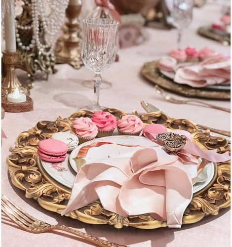 MAONAME 14" Antique Gold Charger Plates Set of 6, Round Plate Chargers - Image 6