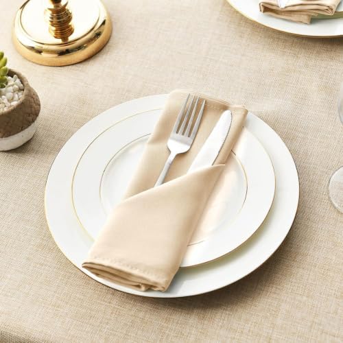 Hiasan Cloth Napkins Set of 12, 18 x 18 Inch, Beige - Image 3