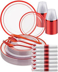 Goodluck 175 Pcs Red Disposable Plates, Plates and Napkins Party Supplies by GoodLuck