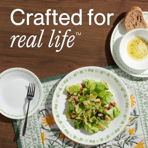 Corelle Vitrelle 18 Piece Glass Dinnerware Sets Service for 6, Triple Layer Chip & Crack Resistant Glass Plate and Bowl Sets, Spring Blossom Green - Image 6