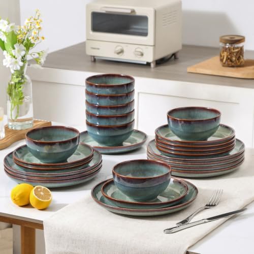 DOMICREVERY Ceramic Dinnerware Sets for 8, 24-Piece Plates and Bowls Sets - Image 7