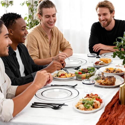 N9R 350PCS Plastic Plates Set Clear & Black for Party & Graduation - Image 6