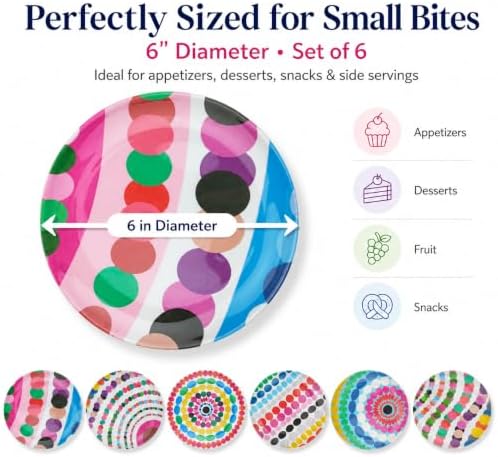 French Bull Melamine Assorted Plates-6 Piece Set -Melamine Dinnerware-Platter, Serving, Party, Platter, Dish (6" Appetizer Plate, Bauble) - Image 3
