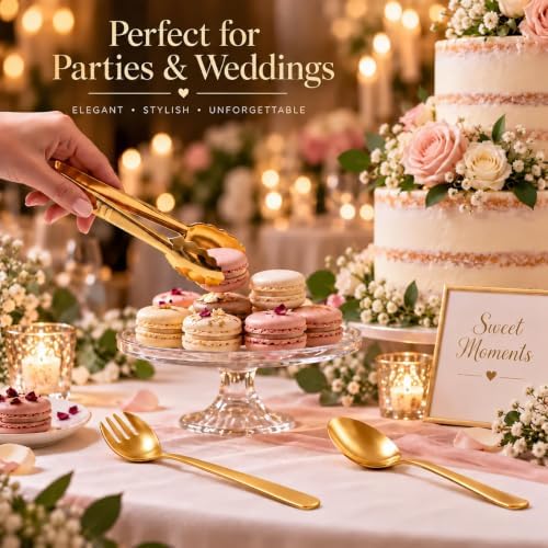 24 Pcs Gold Plastic Serving Utensils Set, Serving Spoons For Buffet - Image 6
