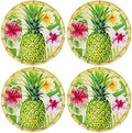 UP Pineapple Melamine Round Dessert Plates, Small Serving Plates, for Appetizer, Snacks, and Side Dishes, Multicolor, 6 Inch, Set of 4 by UPware