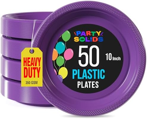 Exquisite Party Solids Sturdy Purple Plastic Plates 10" Party Plates 50 Pcs by Exquisite