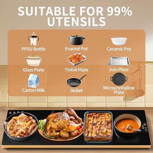 Electric Warming Tray,Extralong 47"x12",Tempered Glass Warming Mat for Food - Image 4
