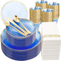 DaYammi 350PCS Clear Blue Plastic Dinnerware Set for 50 Guests by DaYammiwillaccompanyyou