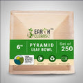 6 Inch Pyramid Compostable Palm Leaf Bowls | Pack of 250 | Eco Friendly Disposable Areca Leaf Bowls | Biodegradable, Plastic Free, Heavy Duty for Parties & Catering