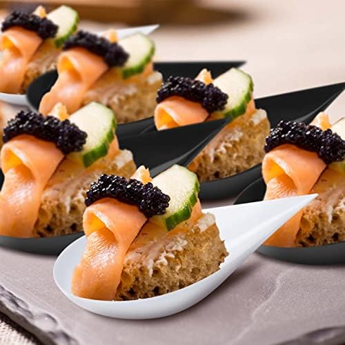 Tessco for you 400 Pcs 4" Mini Appetizer Plates, White, Black - Image 6