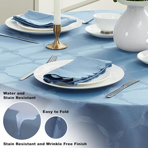 Newbridge Holiday Ribbons Bows Blue Napkins, Set of 4 - Image 3