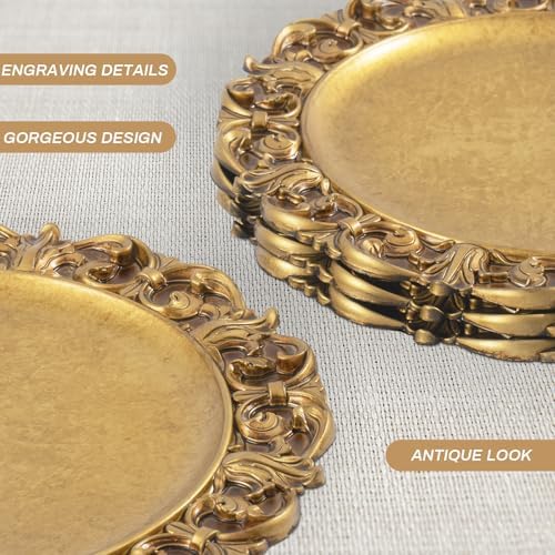 MAONAME 13" Antique Gold Charger Plates Set of 4, Round Plate Chargers - Image 5
