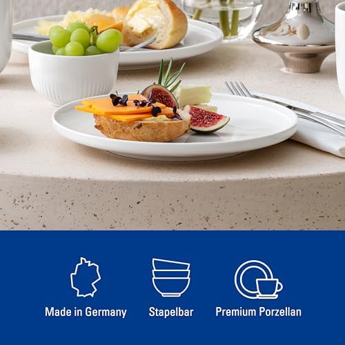 Villeroy & Boch Afina Salad/Breakfast/Dessert Plate, Premium Porcelain, Made in Germany, Dishwasher and Microwave Safe, 8.75 in, Stackable, White - Image 3
