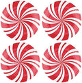 UP Swirl Peppermint Candy Melamine Round Dessert Plates, Small Serving Plates, Christmas Decorations, for Appetizer, Snacks, and Side Dishes, Red and White, 6 Inch, Set of 4 by UPware
