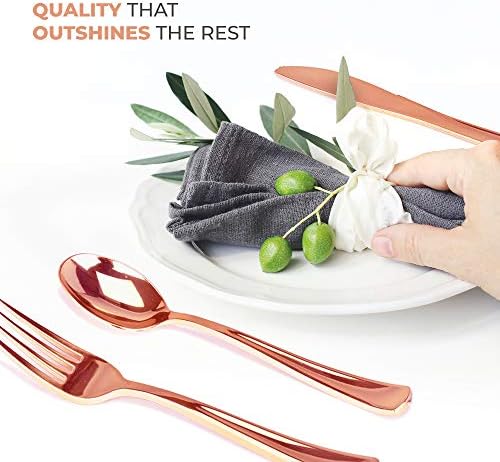 75-Pcs Heavy Duty (Rose Gold) Plastic Silverware Set, Disposable Cutlery Set, Great for Parties, Weddings, and Catering, Flatware Utensils Included: 25 Forks, 25 Spoons, 25 Knives, Stock Your Home - Image 6