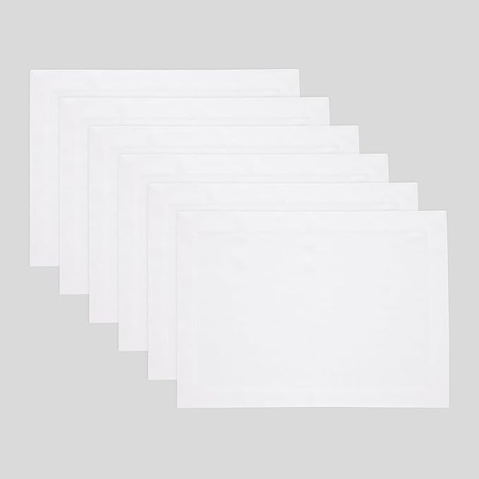 Solino Home Linen White Placemats Set of 6-100% Pure Linen Placemats 14 x 19 Inch for Fall, Autumn, Halloween, Thanksgiving, Christmas, Holiday - Fete