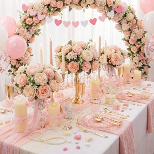 DaYammi 350PCS Clear Pink Plastic Dinnerware Set for 50 Guests - Image 6