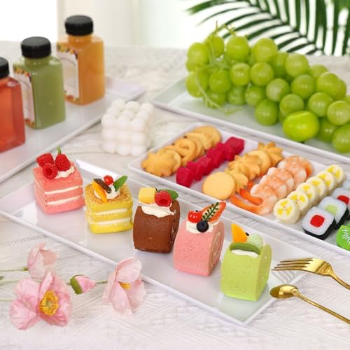 Moretoes 5pcs Melamine White Serving Trays 14.5x6in Rectangular for Party - Image 7