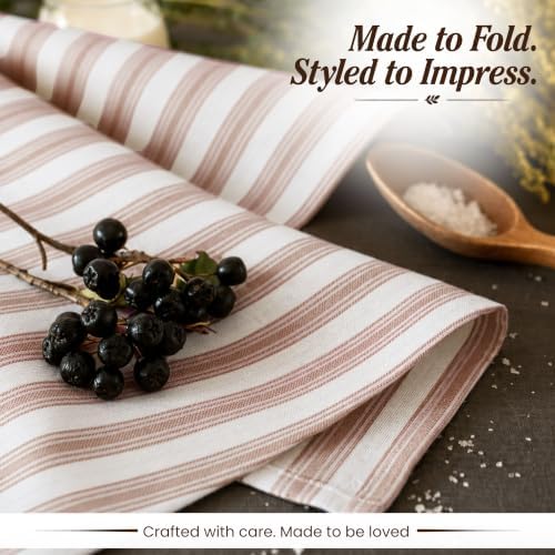 TWINY threads 12Pcs 100% Cotton Cloth Napkins, 18"x18", Reusable, Brown - Image 3