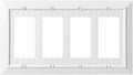 Beadboard Outlet Covers Wall Plates, Bamboo Fiber Light Switch Covers, Natural Material Electric Receptacle Decorative Switch Plate Outlet Cover (Pure White, 4 Gang Decorator 1 Pack)