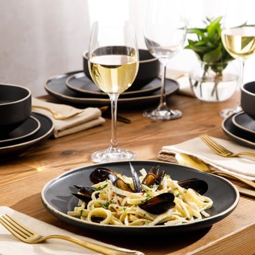 Gibson Elite Plates and Bowls Set, 12 Piece Dinnerware Set for 4, Black - Image 3