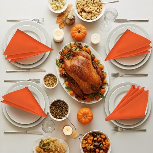 Utopia Home [12 Pack, Orange] Cloth Napkins 20x20 Inches, 100% Polyester - Image 2