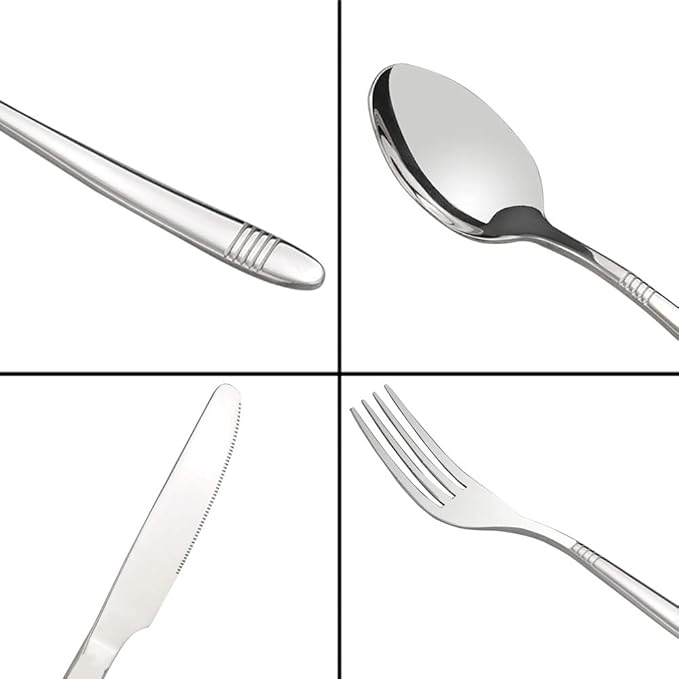Begale Stainless Steel 50-piece Flatware, Service for 10 Stainless Steel Kitchen Cutlery