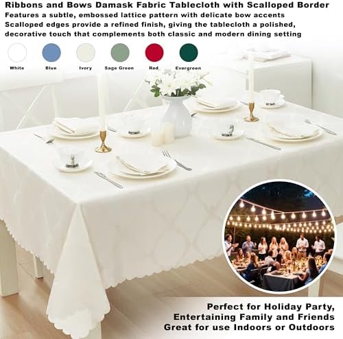 Newbridge Holiday Ribbons Bows Ivory 60 x 102 Rectangle Tablecloth - Image 2
