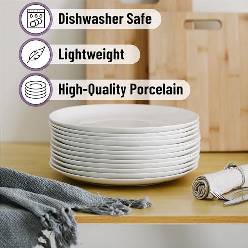 BTaT- White Porcelain Dinner Plates, Set of 6, 10.5 Inch, White Dishes, Porcelain Plates Sets for 6 - Image 4