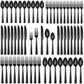 Stapava 60 Pcs Black Silverware Set, Food-Grade Stainless Steel Flatware Set for 12 Mirror Polished Cutlery Utensil Sets Include Dinner Knives Spoons and Forks Set Dishwasher Safe for Home Restaurant by StapavaSilverwareSet