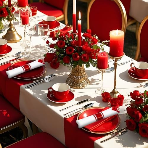 400PCS Pre Rolled Red Plastic Silverware Sets Heavy Duty for Wedding - Image 6