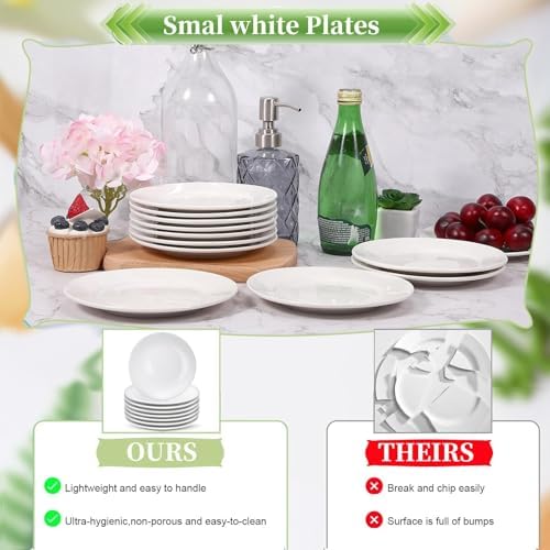 Ceramic Dessert Plates Set of 8, 6 Inch White Appetizer Plates - Image 6