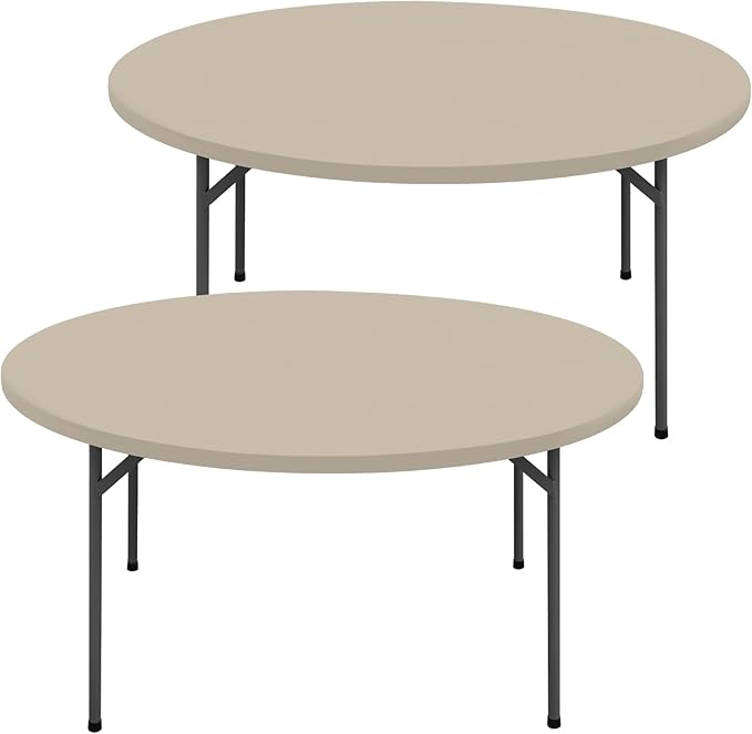 Round Spandex Tablecloth 2 Pack, Elastic Fitted Waterproof Tablecloths for 45"-56" Tables, Stretch Washable Picnic Table Cover for Camping, Dining, Indoor and Outdoor, Taupe