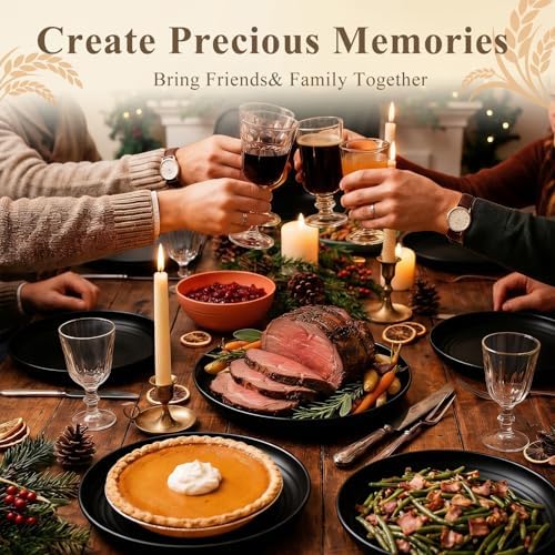 Dinner Plates Set 11 Inch, Unbreakable Wheat Straw Plates 8 PCS, Alternatives to Plastic Plates Rusable, Microwave Safe Camping Plates for Breakfast, Lunch, Dinner - Black - Image 6