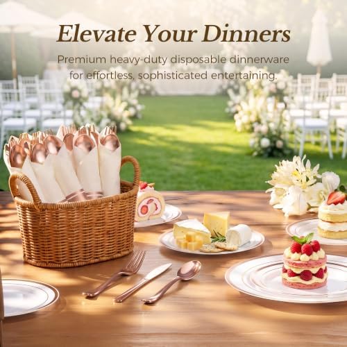 Goodluck 50 Pack Pre Rolled Rose Gold Plastic Silverware - Image 4