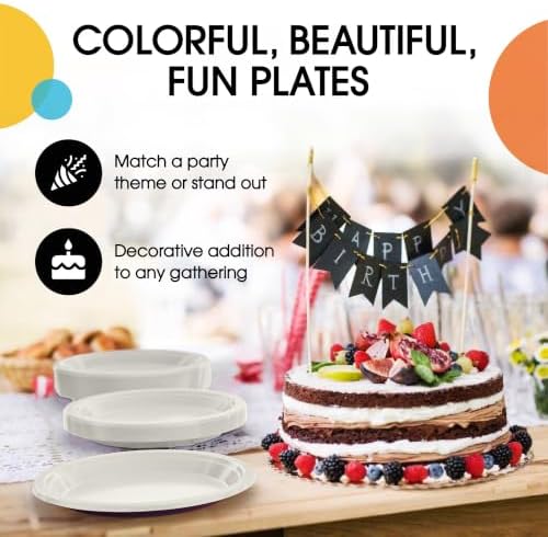 Exquisite Party Solids Sturdy Ivory Plastic Plates 7" Cake Plates 50 Pcs - Image 5