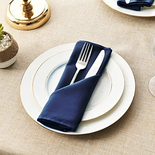 Hiasan Cloth Napkins Set of 12, 18 x 18 Inch, Navy Blue - Image 3