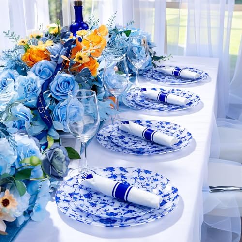 400PCS Pre Rolled Blue Plastic Silverware Set Heavy Duty for Wedding - Image 4