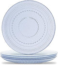 Blue Hobnail Dinner Plates Set of 4 Pressed Glass 10.5 Inch by Yungala