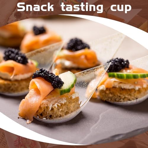 Tessco for you 400 Pcs 4" Mini Appetizer Plates, Clear with Gold Glitter - Image 6