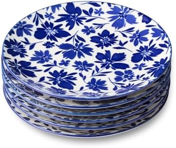 Madison Set of 6 Canape Plates - 6 Inches, Stunning Blue and White Designs - Perfect for appetizers, desserts, and small bites - Image 2