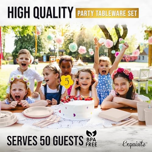 Exquisite 350 Pcs Ivory Plates and Napkins Party Supplies Plate Sets - Image 6