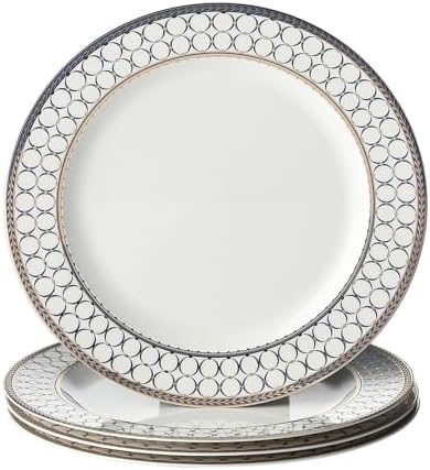 CwlwGO-Bone China Dinner Plates Set of 4, Salad Serving Modern Round Plate, Dinnerware Dishset for Kitchen, Not Suitable for Microwave (10 Inch) by HappleCwlwgoHome