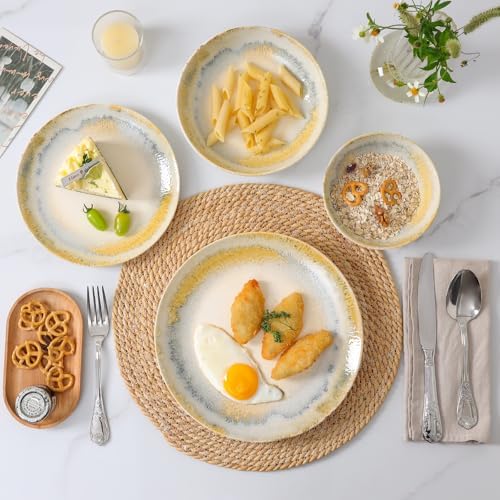DOMICREVERY Ceramic Dinnerware Sets for 6, 24 pcs Plates and Bowls Sets - Image 2