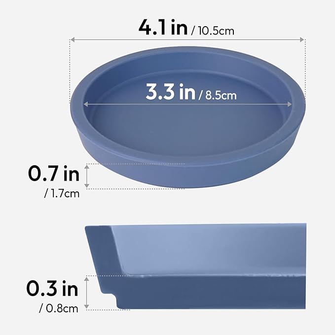 Carrotez Thick Silicone Coasters for Drinks, Round Bulky Cup Coasters for Coffee Table, Desk, Set of 2 - Blue